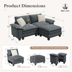 HERA'S HOUSE 88" Modular Sectional Sofa, L Shaped Couches - Image 2