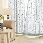 MIULEE Sage Sheer Curtains 2 Panels Embroidered Leaf Patterned, W52 x L84 | - Image 2