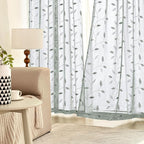 MIULEE Sage Sheer Curtains 2 Panels Embroidered Leaf Patterned, W52 x L96 | - Image 2