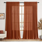Extra Wide Long Curtains for Living Room 108 Inches Long Back Tab Terracotta by Nanspring