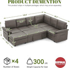 108 Inch Faux Leather Modular Sectional Sofa - Image 3