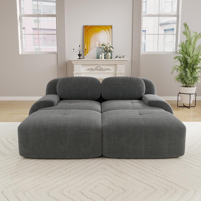 Boneless Sectional Couch, No Assembly Required, 81.8” U Shaped Modular Cloud - Image 2
