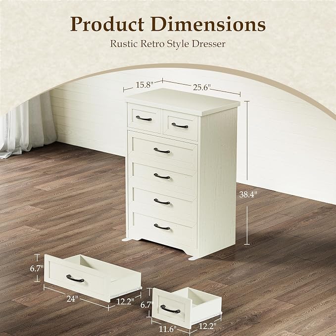 AODK Farmhouse Tall 6 Drawer Dresser - Image 2