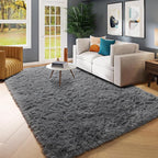 Amdrebio Grey Fluffy Fuzzy Area Rug 4x6 - Image 7
