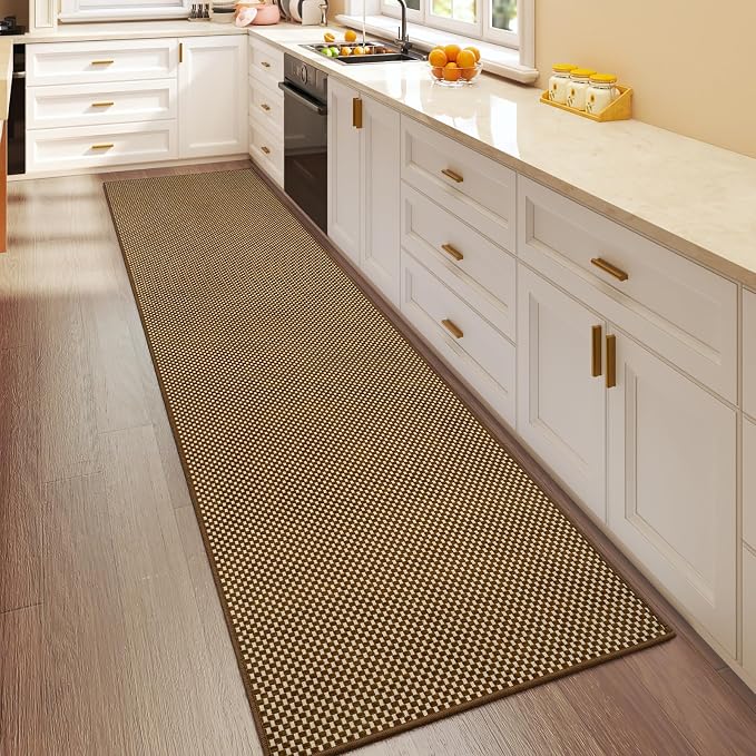 Hallway Runner Rug Long Kitchen Runner Washable Dark Brown 2x8 ft | Boho Woven - Image 3