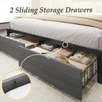 Lifezone Full Bed Frame with 2-Tier Storage Headboard, Metal Bed Frame with - Image 6