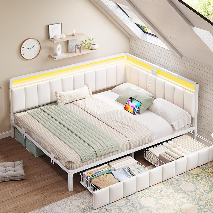 DICTAC Corner Queen Bed Frame - Image 9