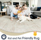 5x7 Washable Area Rug for Living Room Bedroom: Non-Slip Modern Beige White | - Image 5