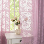 YJ YANJUN Vintage Lace Curtains 72 Inches Long-Victorian Floral Pattern Lilac - Image 5