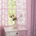 YJ YANJUN Vintage Lace Curtains 63 Inch Length-Victorian Floral Pattern Lilac by YJYANJUN