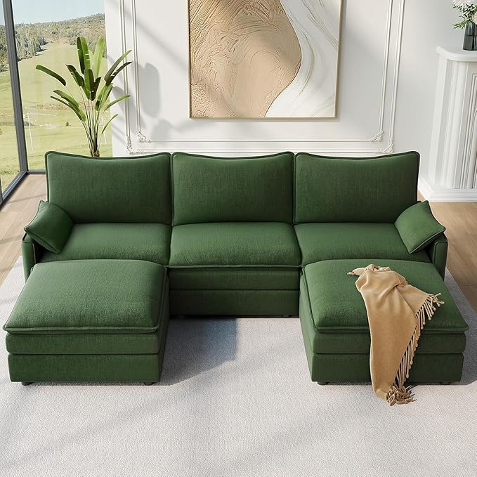 Vesgantti 108" U Shaped Sectional Couch, Comfy Cloud Modular Sectional Sofa by Vesgantti