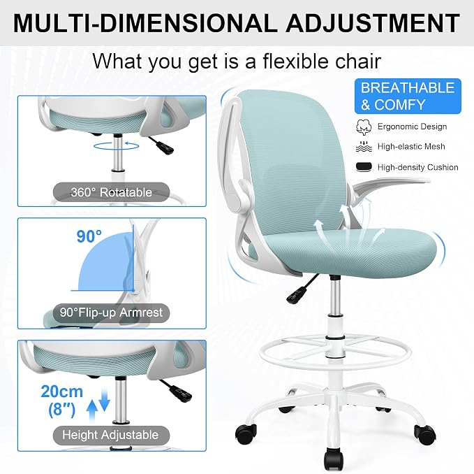 Drafting Chair Tall Office Chair - Image 5