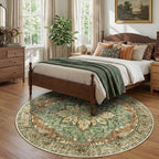 RELEANY Washable Area Rug, Round 8ft, Brick/Brown/Green | Non-Slip, Water - Image 3