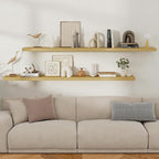 Fun Memories Floating Shelves for Wall, 72 Inch Long Set of 2 Rustic Wood Wall - Image 2