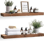 36x8x1.6 inch Floating Shelves Set of 2 – Solid Wood Rustic Brown Wall Mounted by YLYHSST