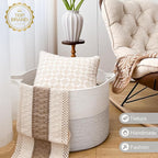 INDRESSME XXXLarge Cotton Rope Basket 21.7" x 21.7" x 13.8" Woven Baby Laundry - Image 7