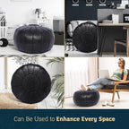 Marrakesh Gallery Genuine Leather Round Pouf Unstuffed - Image 5