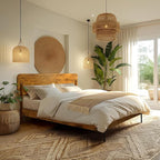 Acacia Frida King Size Bed Frame and Headboard Solid Wood Platform Bed - Image 3