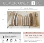 Decorative Lumbar Throw Pillow Cover 14x24 Boho Brown Accent Cushion - Image 4