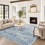 Soalmost 9x12 Area Rugs for Living Room Washable Rug Non-Slip Blue | Large - Image 8
