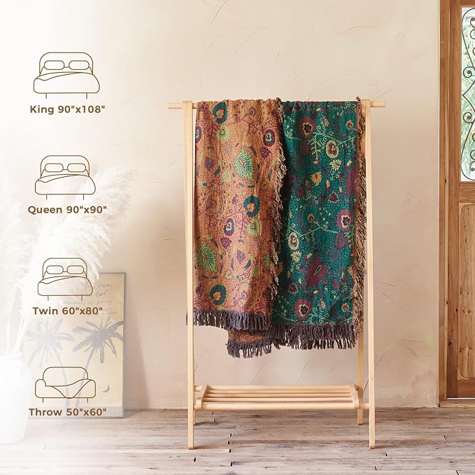 LUTBM Boho Throw Blanket for Bed 100% Cotton Soft Lightweight Quilt Home Decor - Image 6