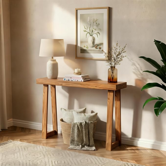 Plank+Beam Solid Wood Console Table, 36 Inch, Sofa Table, Narrow Entryway Table by PlankBeam