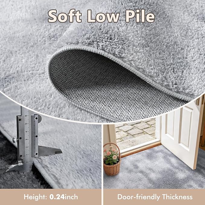 2x3 Tie-dye Light Grey Area Rug Washable Non-Slip - Image 5