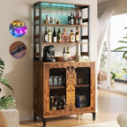 Aheaplus Bar Cabinet with Power Outlets, Coffee Bars Station by Aheaplus