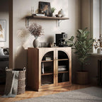 BELLEZE Modular Sideboard with Arched Glass Door, Accent Display Buffet Cabinet by BELLEZE