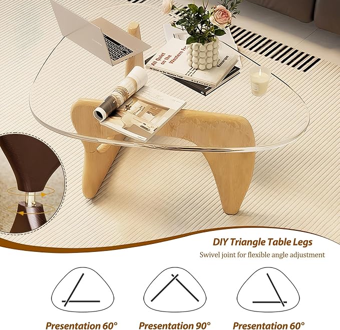 Glass Coffee Table, 35.8" Modern Center Table - Image 3