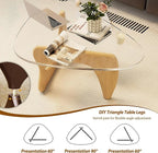 Glass Coffee Table, 35.8" Modern Center Table - Image 3
