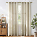 NICETOWN Bone White Linen Sheer Bedroom Curtains, Grommet Thick Flax Semi Sheer by NICETOWN