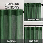 MIULEE Emerald Green Linen Curtains 52x96 Inch Long - Image 3