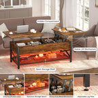 Aheaplus Coffee Table with LED Light and Power Outlet, Modern Lift-Top Center - Image 4