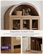 TYBOATLE 75'' Arched Cabinet Classic Farmhouse Design w/Three Glass Doors - Image 3