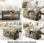 Memobarco 40" Lift Top Coffee Table, 4 in 1 Multi-Function Lift Coffee Tables - Image 7