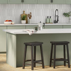 Amazon Basics Solid Wood Saddle-Seat Counter Height Bar Stools - Image 2