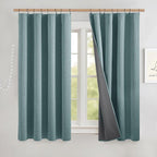 NICETOWN Skylark Blue Linen 100% Blackout Curtains W52 x L48 in, Thermal by NICETOWN