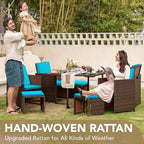 Devoko 9 Pieces Patio Dining Sets Outdoor Space Saving Rattan Chairs - Image 7