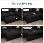 HONBAY Modular Sectional Sleeper Sofa Bed, - Image 4
