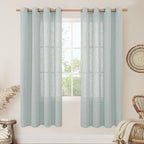 Greyish Blue Semi Sheer Linen Curtains by LAMIT