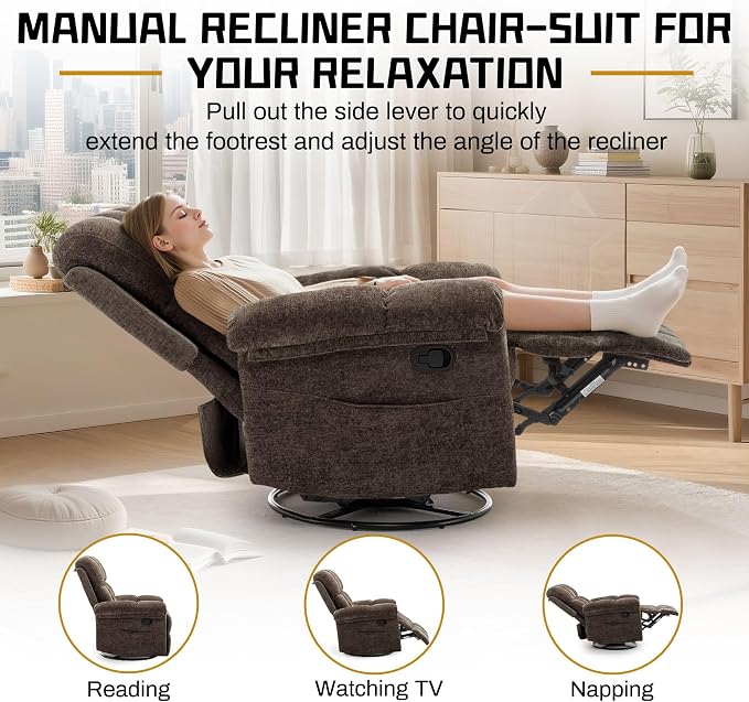Korser Recliner Chair, Swivel Rocker Recliner Chair - Image 4