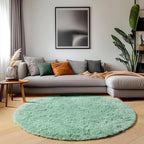 Sage Green Round Rug 4ft, Fluffy Circle Area Rugs - Image 8