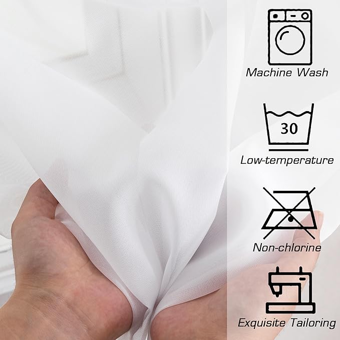Short Sheer Curtains 30 Inches 2 Panels Set, Kitchen Curtains Tiers Light - Image 5