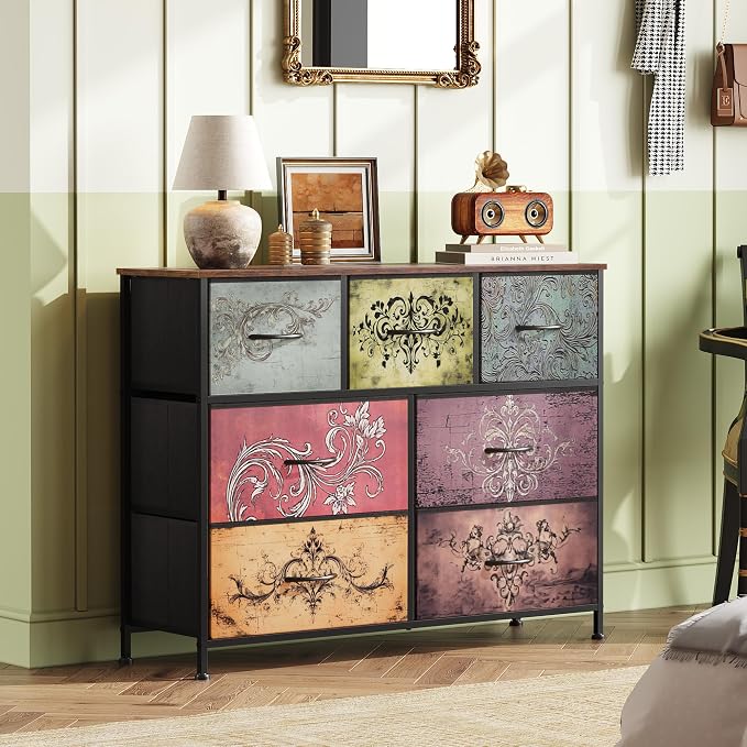 WLIVE 7 Drawer Dresser TV Stand, Entertainment Center, Media Console Table - Image 2