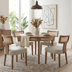 HNY Mid Century Modern Rattan Dining Chairs Set of 4, Farmhouse PU Leather by HNY