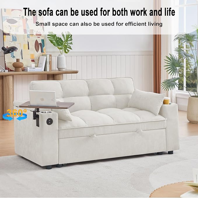 Auvsoce 65'' Convertible Sleeper Sofa Bed - Image 3