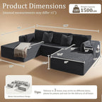 108" Oversized Cloud Sectional Couch, Comfort U Shaped Boneless Couch - Image 2