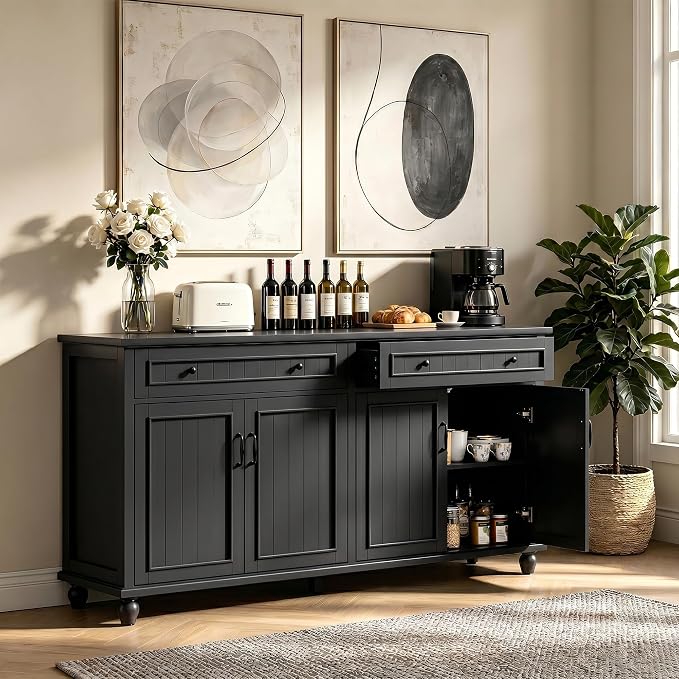Scurrty Sideboard Buffet Cabinet, Vintage Coffee Bar Cabinets - Image 3