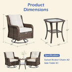Wumiokio Patio Furniture Sets, 3 Pieces Wicker Outdoor Furniture - Image 3
